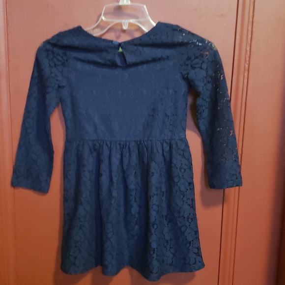 H & M Long Sleeve Navy Blue Lace Dress Size 4-6 Y - Picture 3 of 13